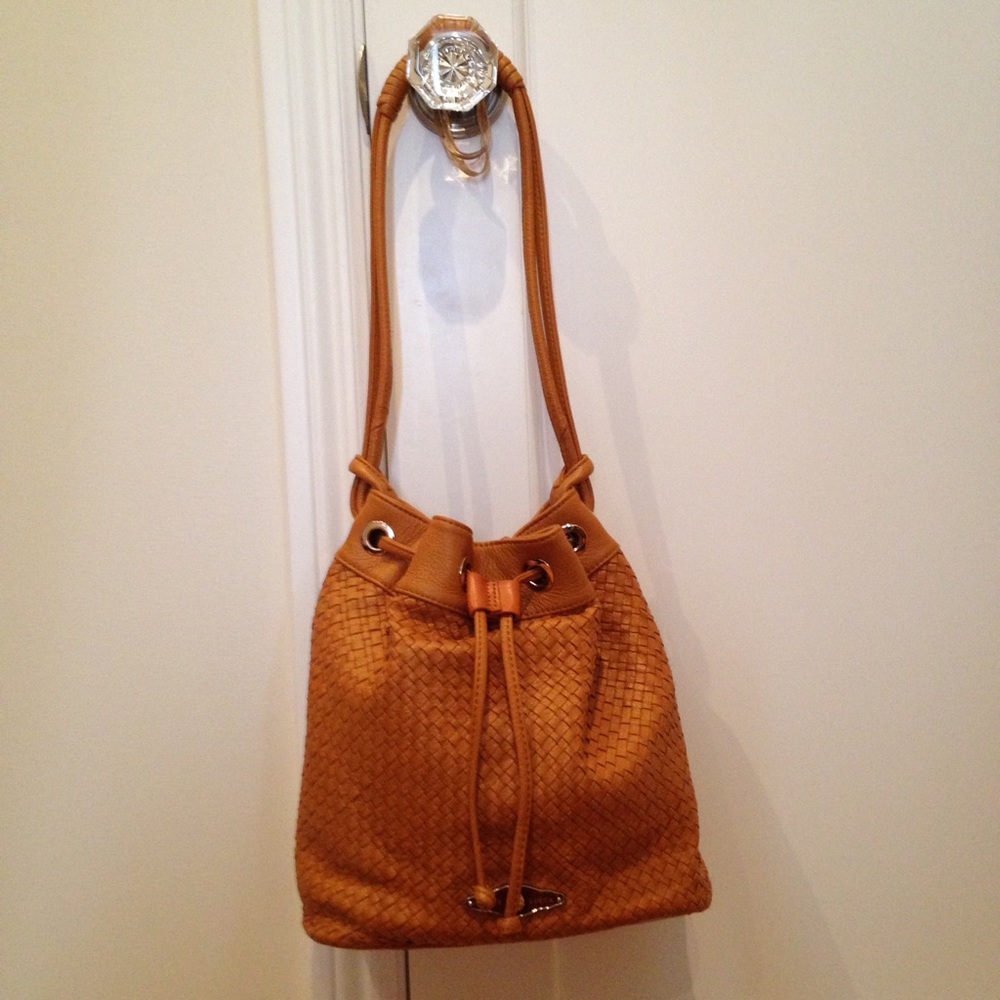 Elliot Lucca Genuine Leather Brown Bucket Bag
