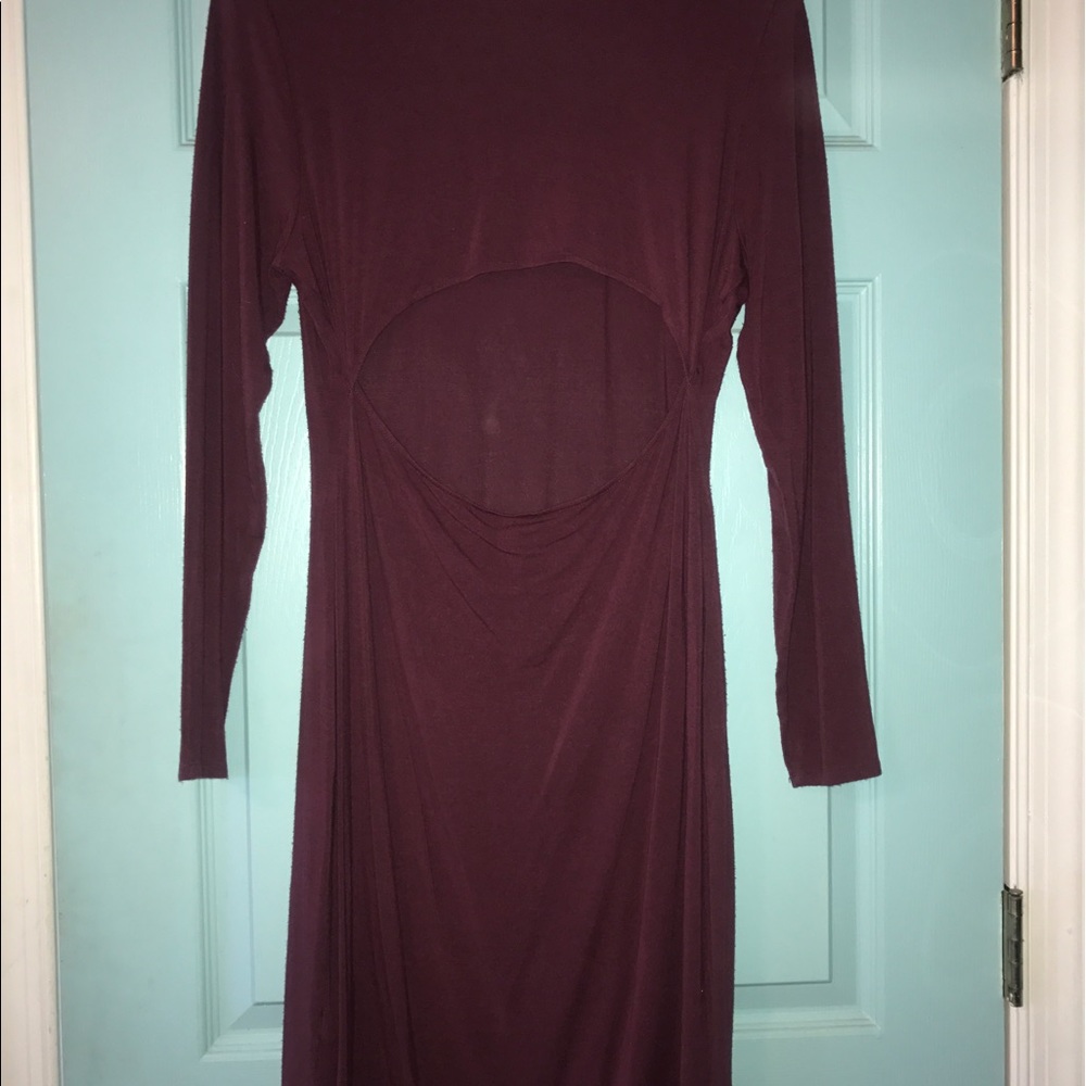 Charlotte Russe bodycon back cutout maroon dress - Picture 2 of 2