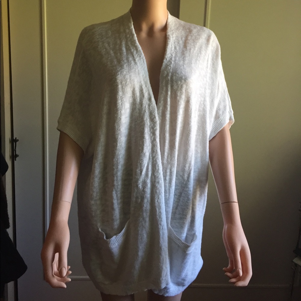 MICHAEL KORS WHITE DROP SLEEVE LIGHTWEIGHT SWEATER