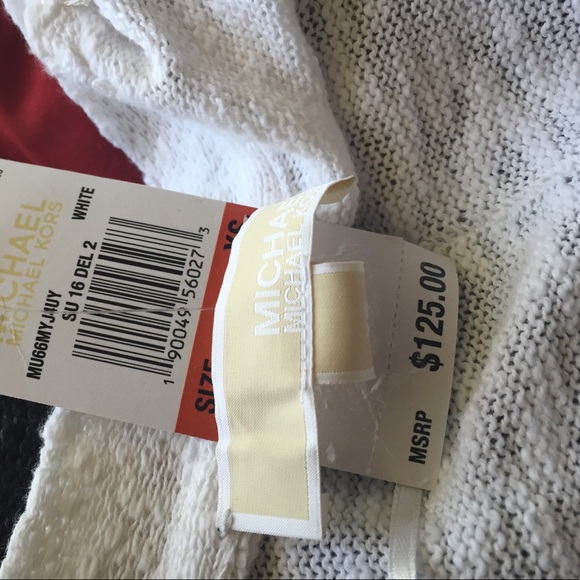 MICHAEL KORS WHITE DROP SLEEVE LIGHTWEIGHT SWEATER - Picture 7 of 7