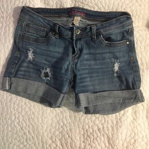 Distressed jean shorts