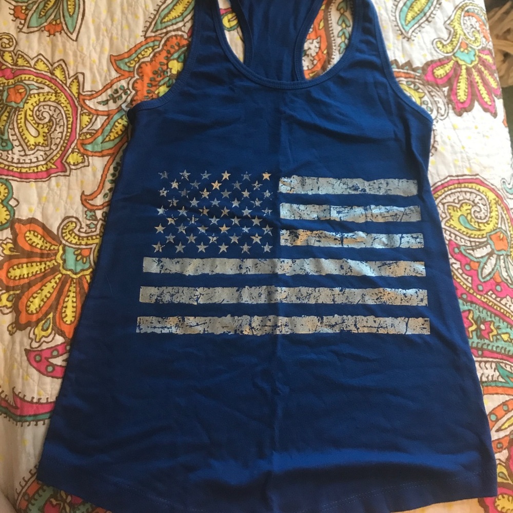 blue razorback american flag tank