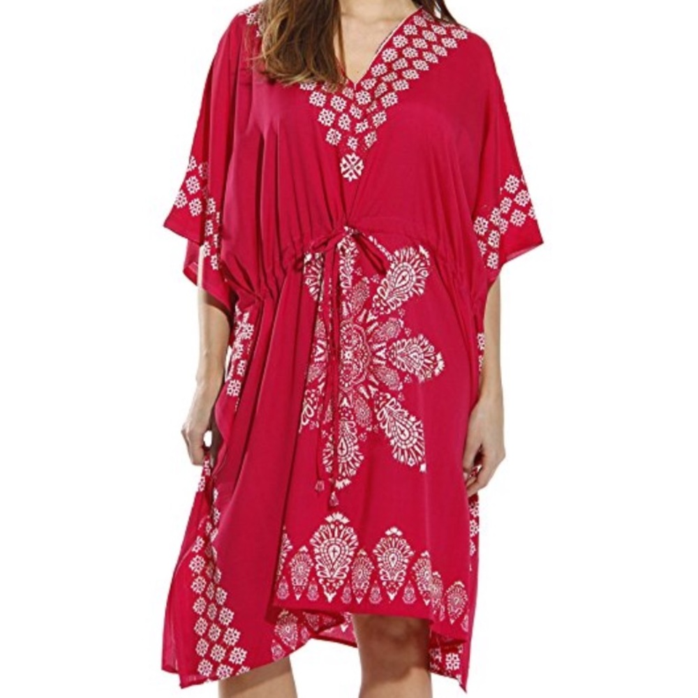 2X-3X Fuchsia Sassy Short Kaftan - Picture 1 of 3