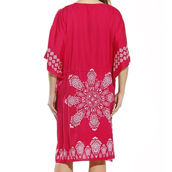 2X-3X Fuchsia Sassy Short Kaftan - Picture 3 of 3