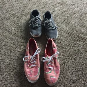 Cute watermelon Keds, basic gray Vans.