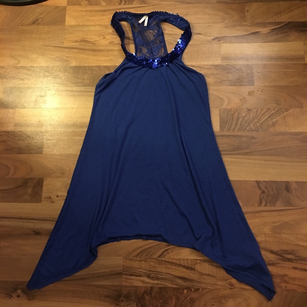 Royal blue sequined/lace top