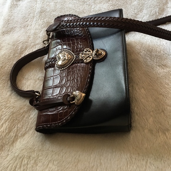 Black w/Brown Reptile Top & Silver hardware Purse - Picture 2 of 9