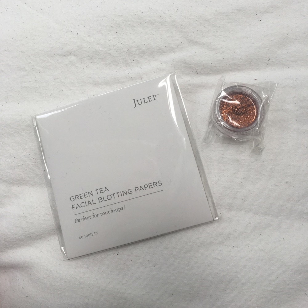 Julep green tea blotting paper & copper glitterpot