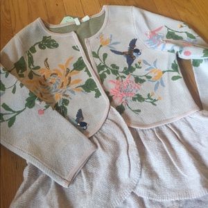 Anthropologie Light Pink Beaded Cardigan