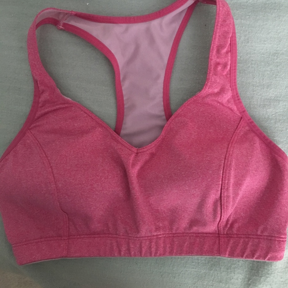 Pink running sports bra