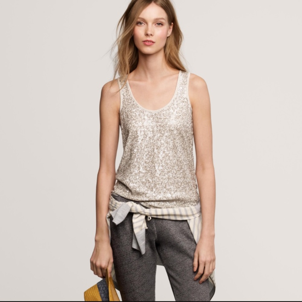 J Crew Vintage Cotton Sequin Tank XS