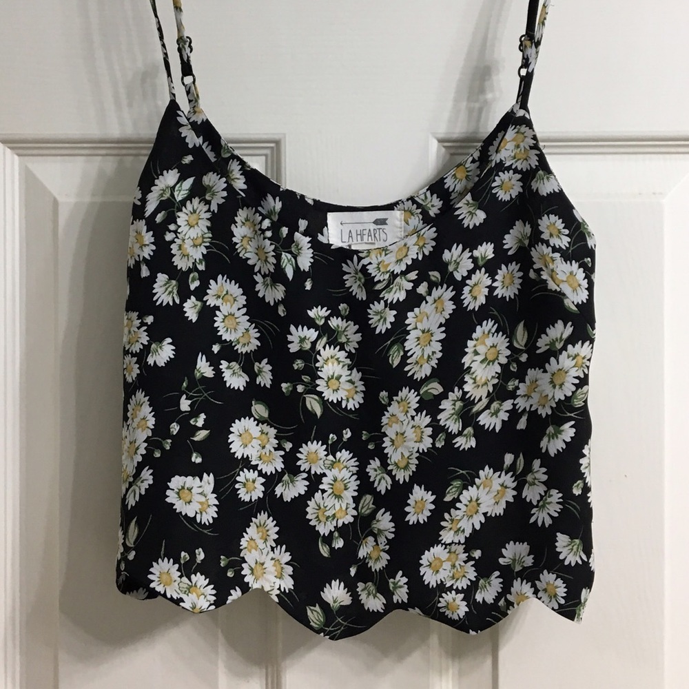 LA Hearts Daisy (Floral) Print Crop Tank (PacSun)