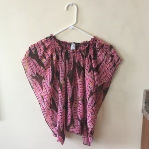 Pink Feather Patterned Blouse