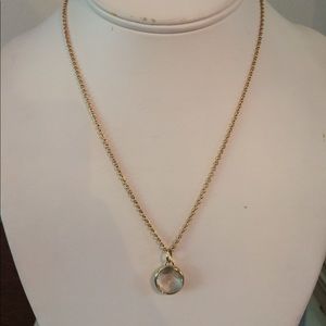 Stella & Dot NWOT Gold Necklace Clear Pendant