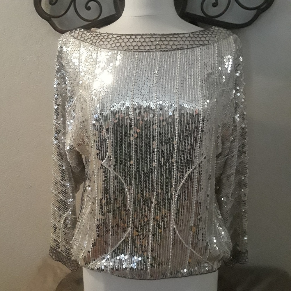 Vintage Silver Sequin top
