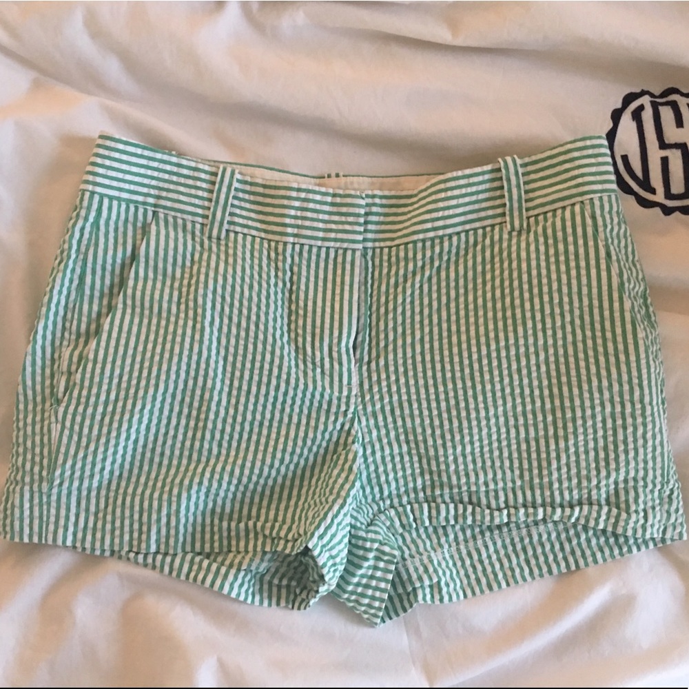 J.Crew Green Seersucker shorts