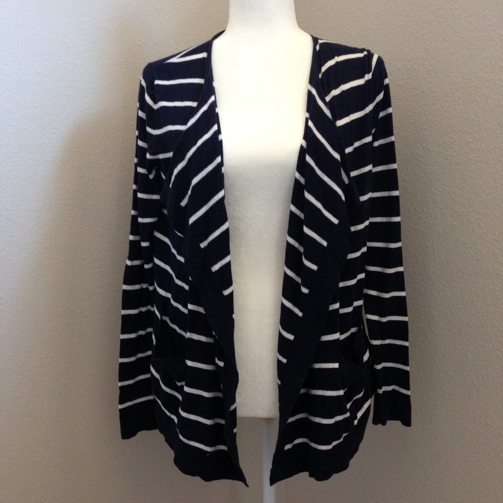 Navy and white striped cardigan