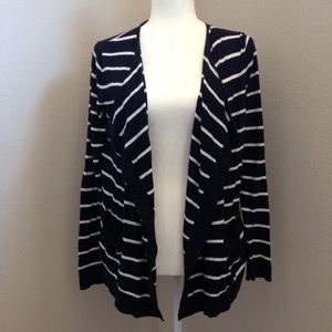 Navy and white striped cardigan