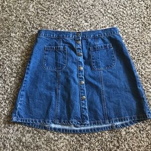 High-Waisted Button-Up Jean Skirt