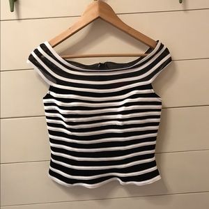 B&W Striped Bardot Top