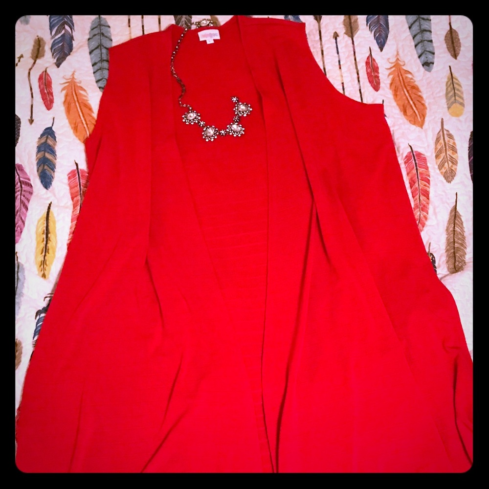 Unique red Joy Lula Roe Joy vest