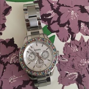Silver rhinestone Fossil watch