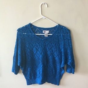 Blue Short-Sleeved Sweater