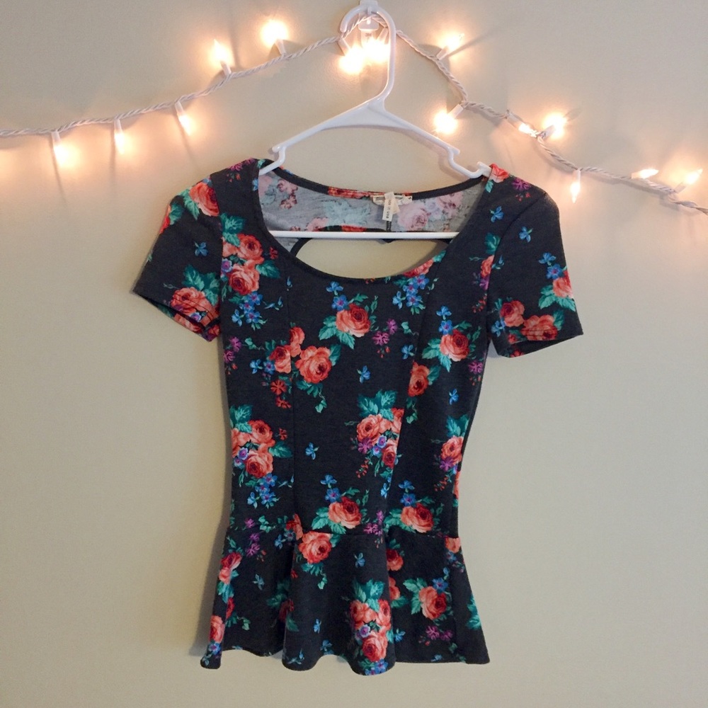 Kirra | Peplum Top Open Back Heart Cutout