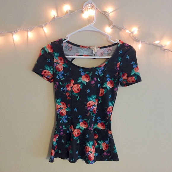 Kirra | Peplum Top Open Back Heart Cutout - Picture 1 of 3