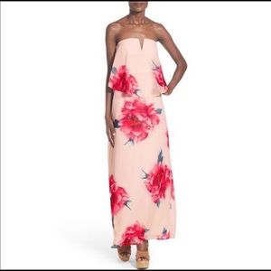 Popover chiffon maxi strapless dress wedding nwt