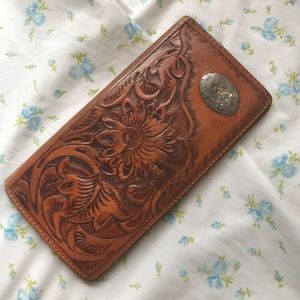 Beautiful floral tooled leather wallet/checkbook