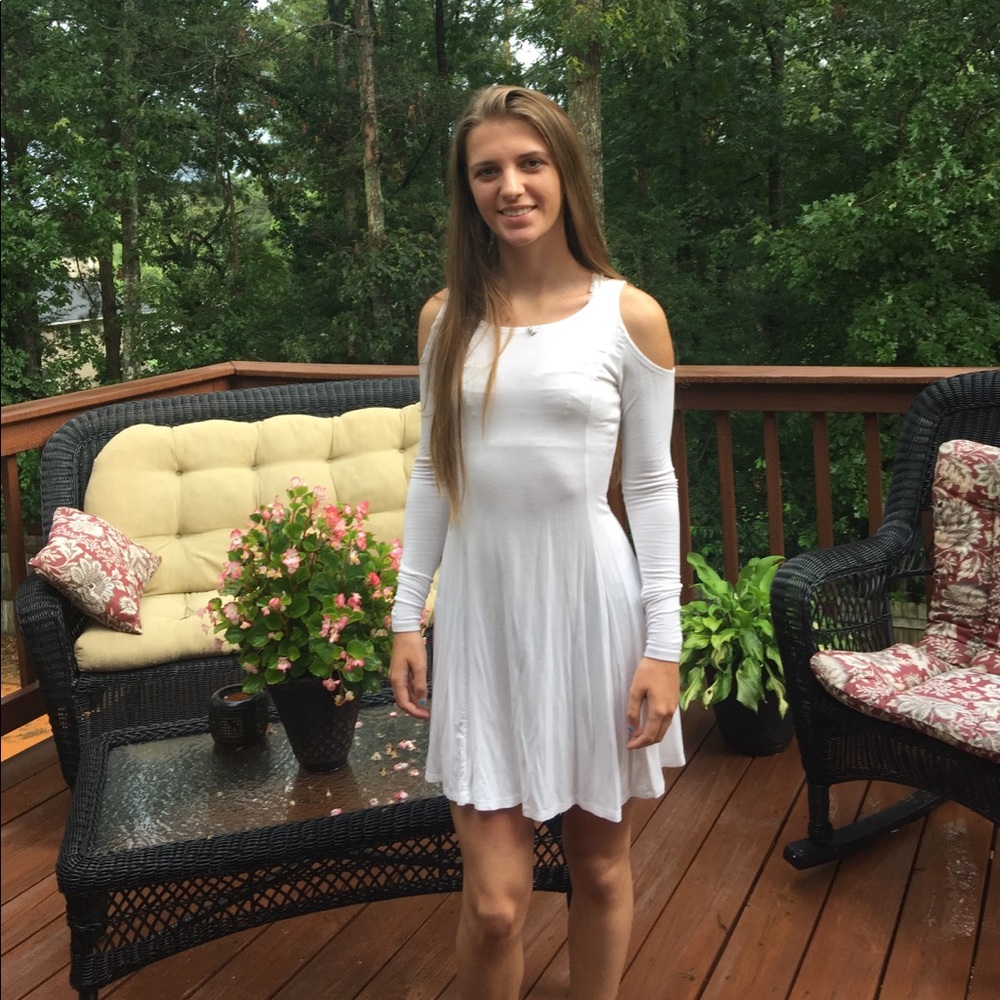 Cold shoulder white dress