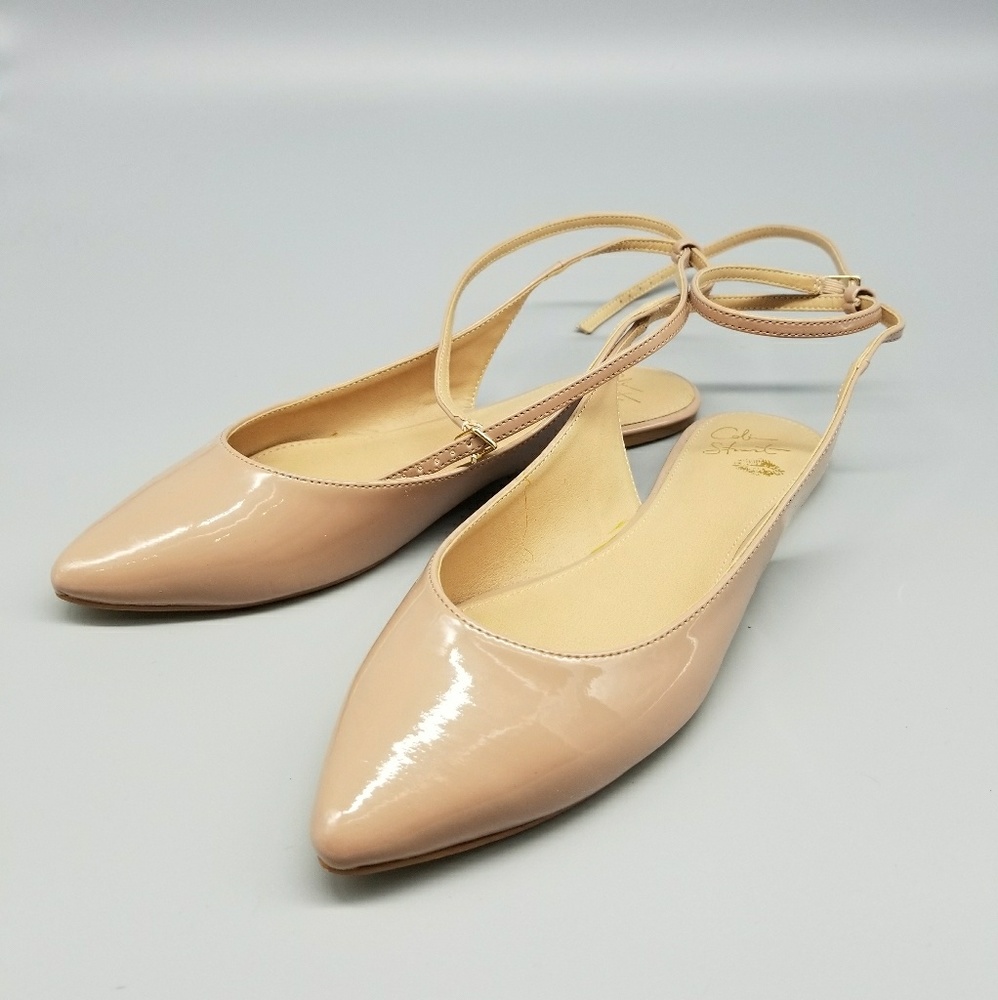 Classic Nude Ballet Flats with Ankle Wraps