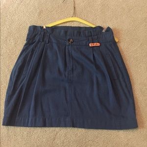 Navy Pleated Skirt with Wide Belt Loops