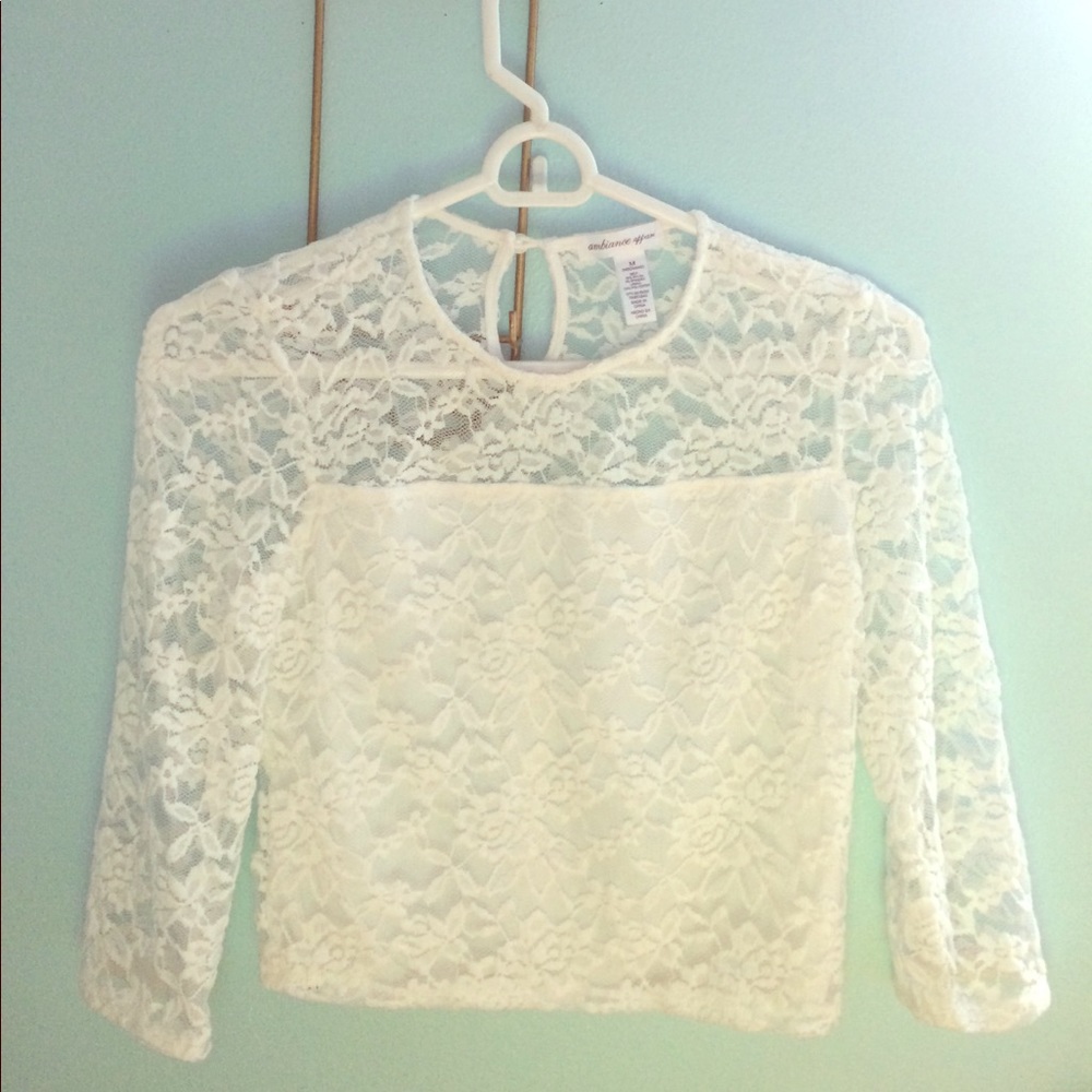 White lace cropped top