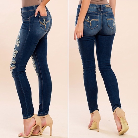 Boutique Rugged & Torn Dark Wash Denim - Picture 2 of 3