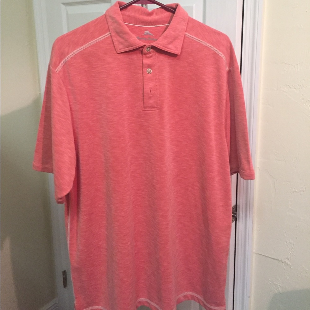 Men's Tommy Bahama Coral colored polo shirt! Sz lg