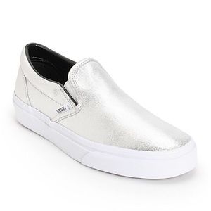 Metallic Silver Slip-On Vans!