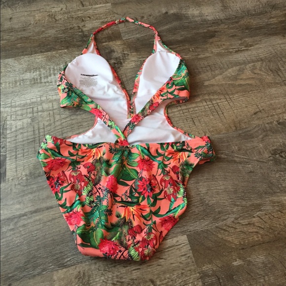 Express floral pink cut out swimsuit bathing suit - Picture 4 of 4