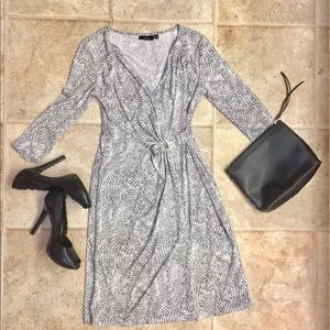 XS faux wrap dress in grey snakeskin