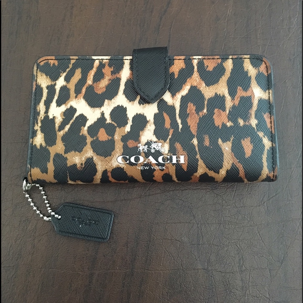 Coach Leopard Saffiano Leather Wallet