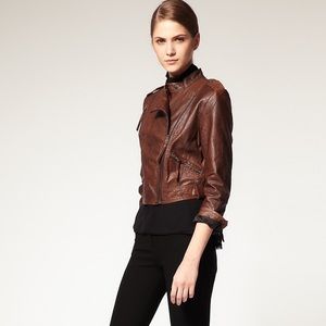 Vera Moda cropped motorcycle biker leather jacket