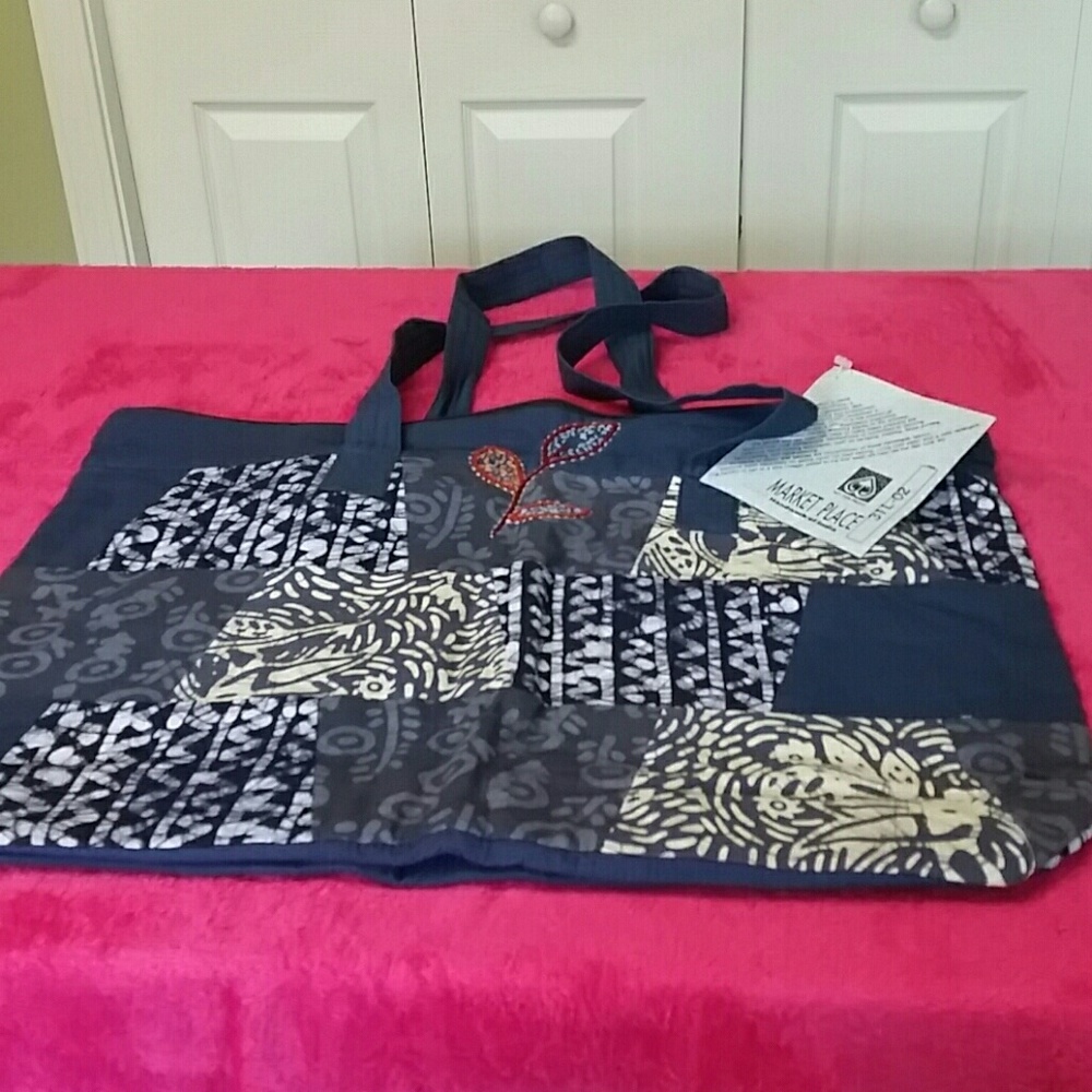 NWT hand worked and painted tote from India