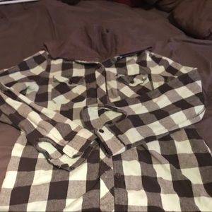 Button up flannel w/ hoodie