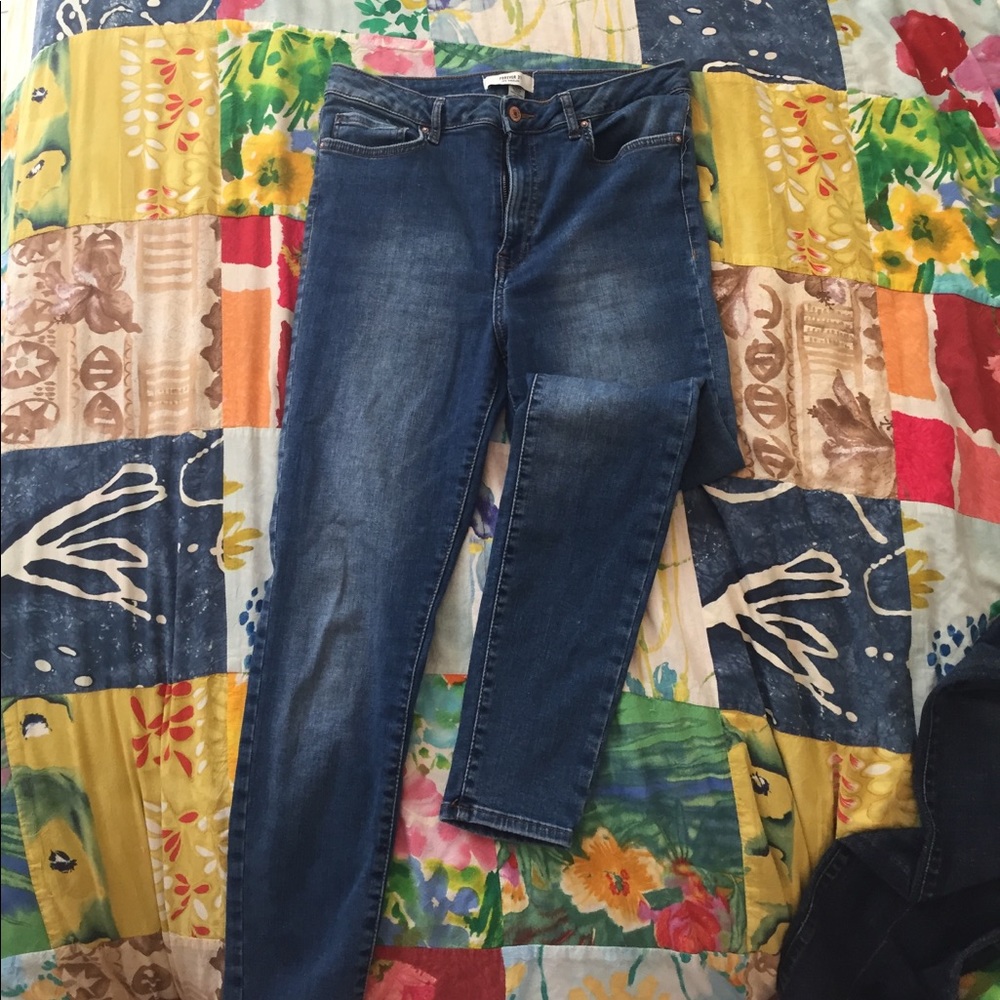F21 high waist stretch skinny jeans.
