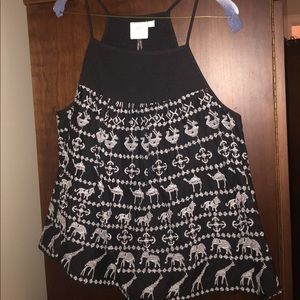 Anthropologie High Neck Top with hand stiching