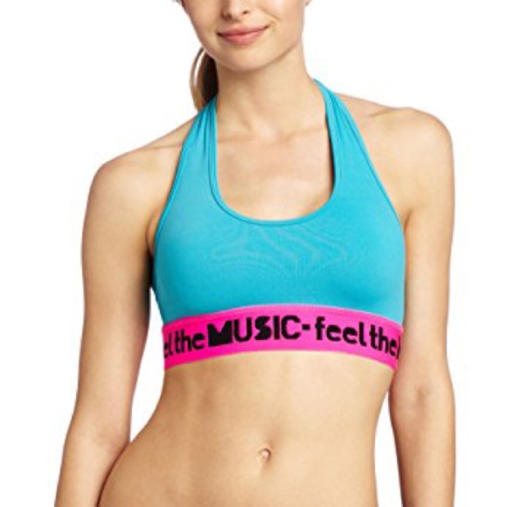 Zumba fitness halter sports bra top feel the music