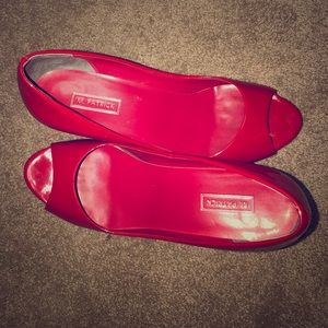 Red patent leather heels