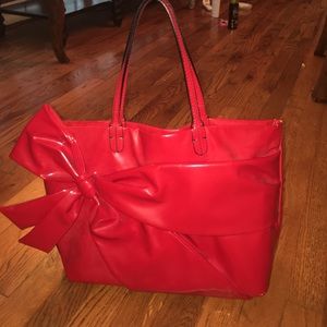 Valentino red patent leather bow bag