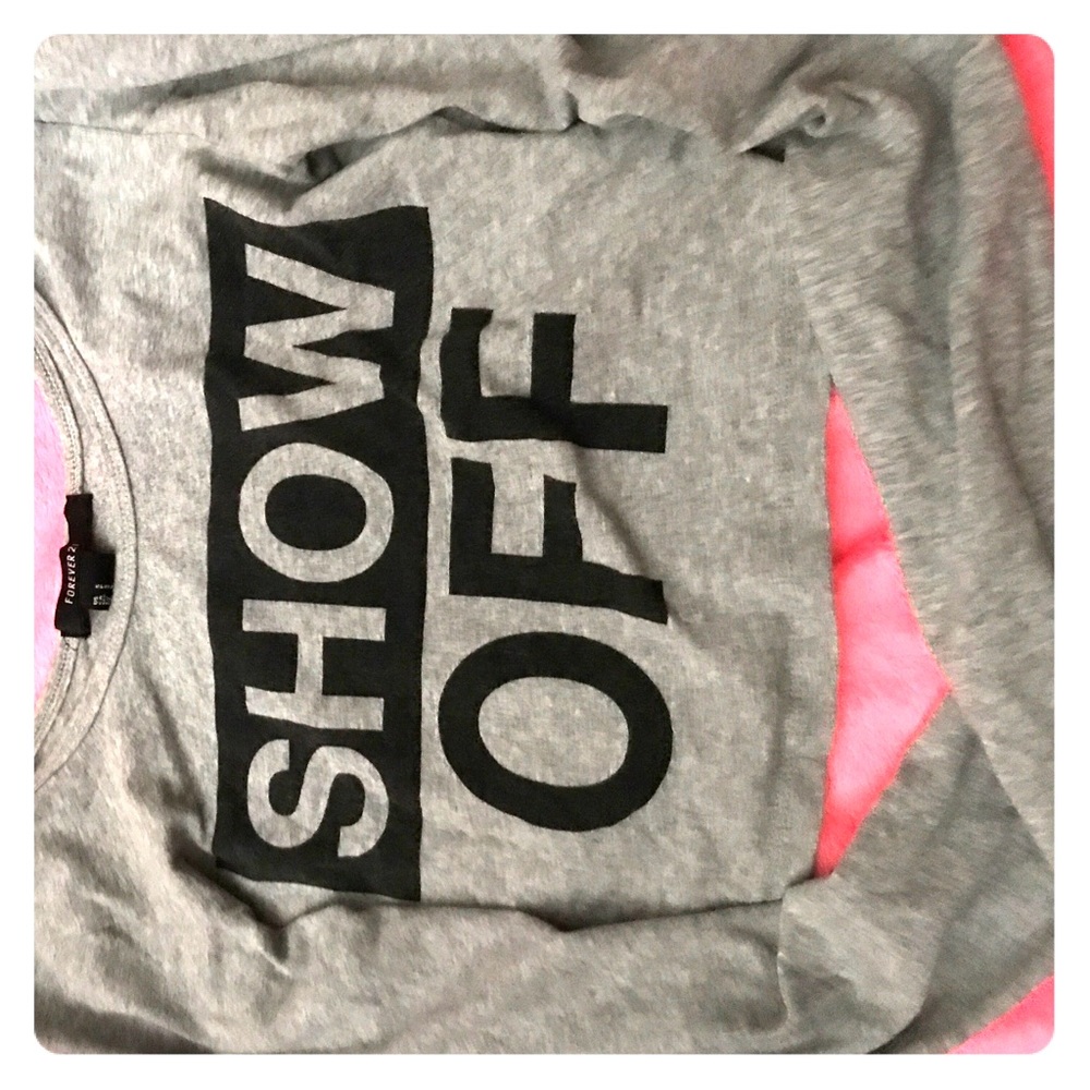 Forever 21 Gray Long Sleeves Crop Top